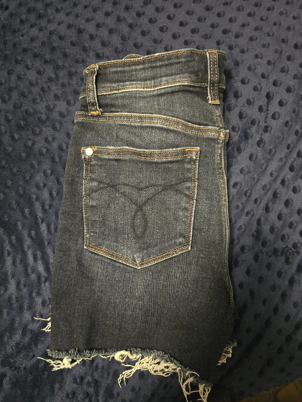 Judy Blue Dark Wash High-Rise Frayed Button-Fly Denim Shorts - Picture 3 of 5